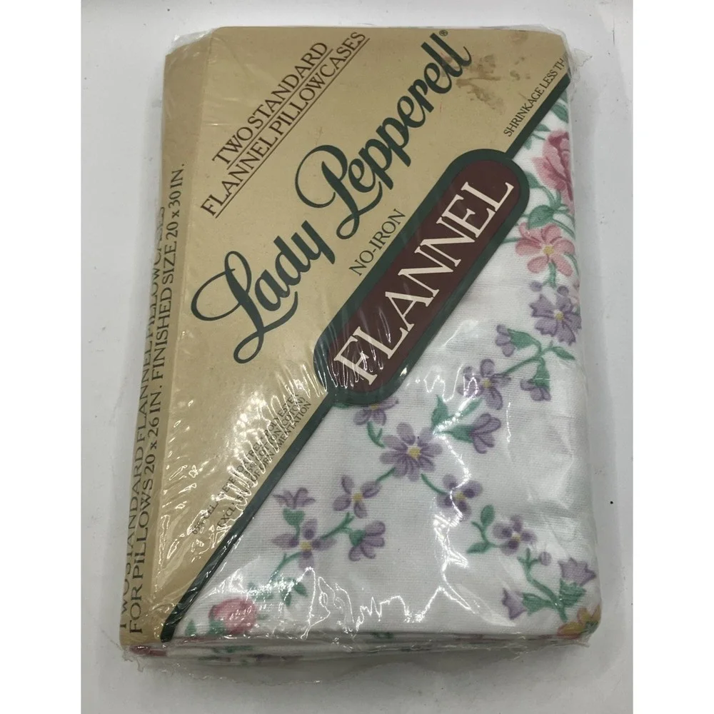 TWO STANDARD FLANNEL PILLOWCASES  Lady Lepperell  NO-IRON ‎ FLANNEL